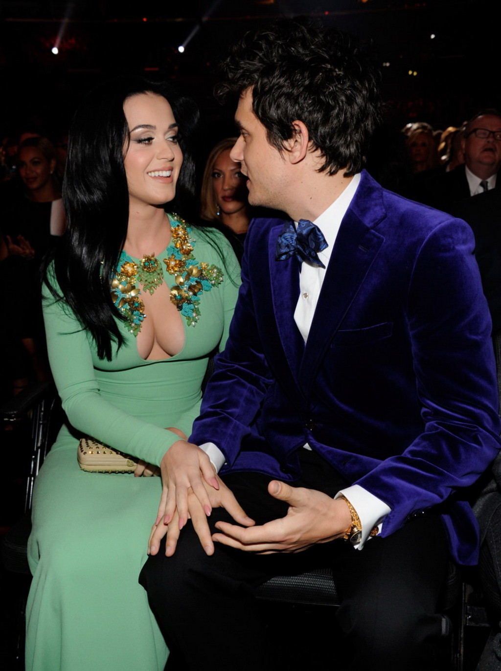 Katy Perry showing epic cleavage in a tight green dress at 55th Annual Grammy Aw #75241541