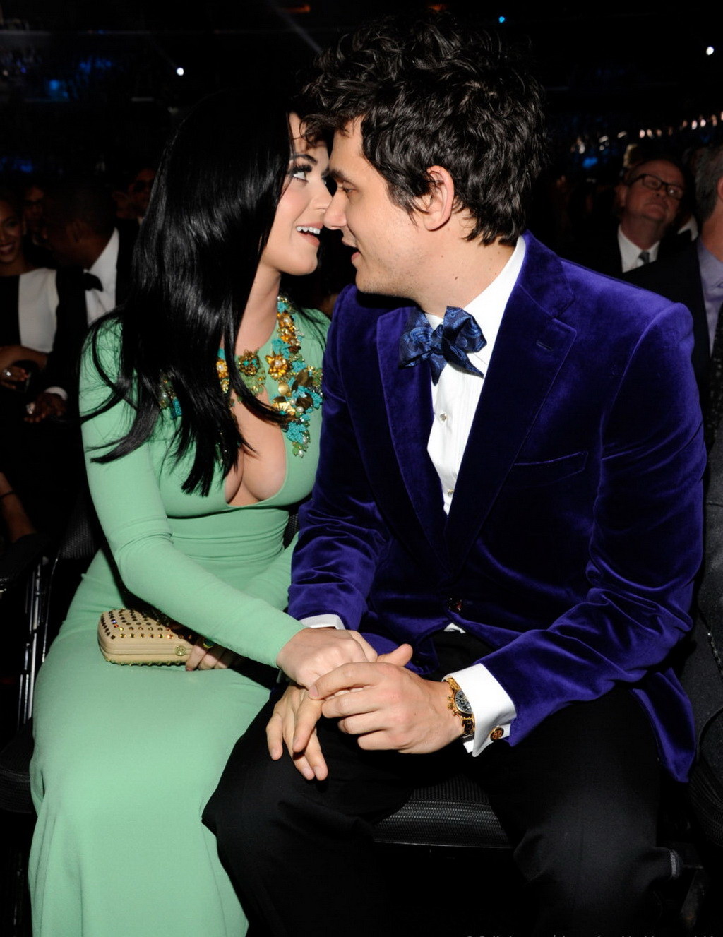 Katy Perry showing epic cleavage in a tight green dress at 55th Annual Grammy Aw #75241557