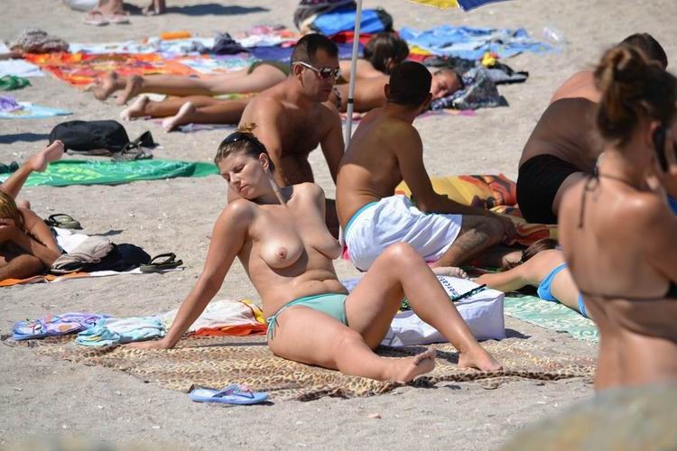 busty ladies posing on the beach #72240992