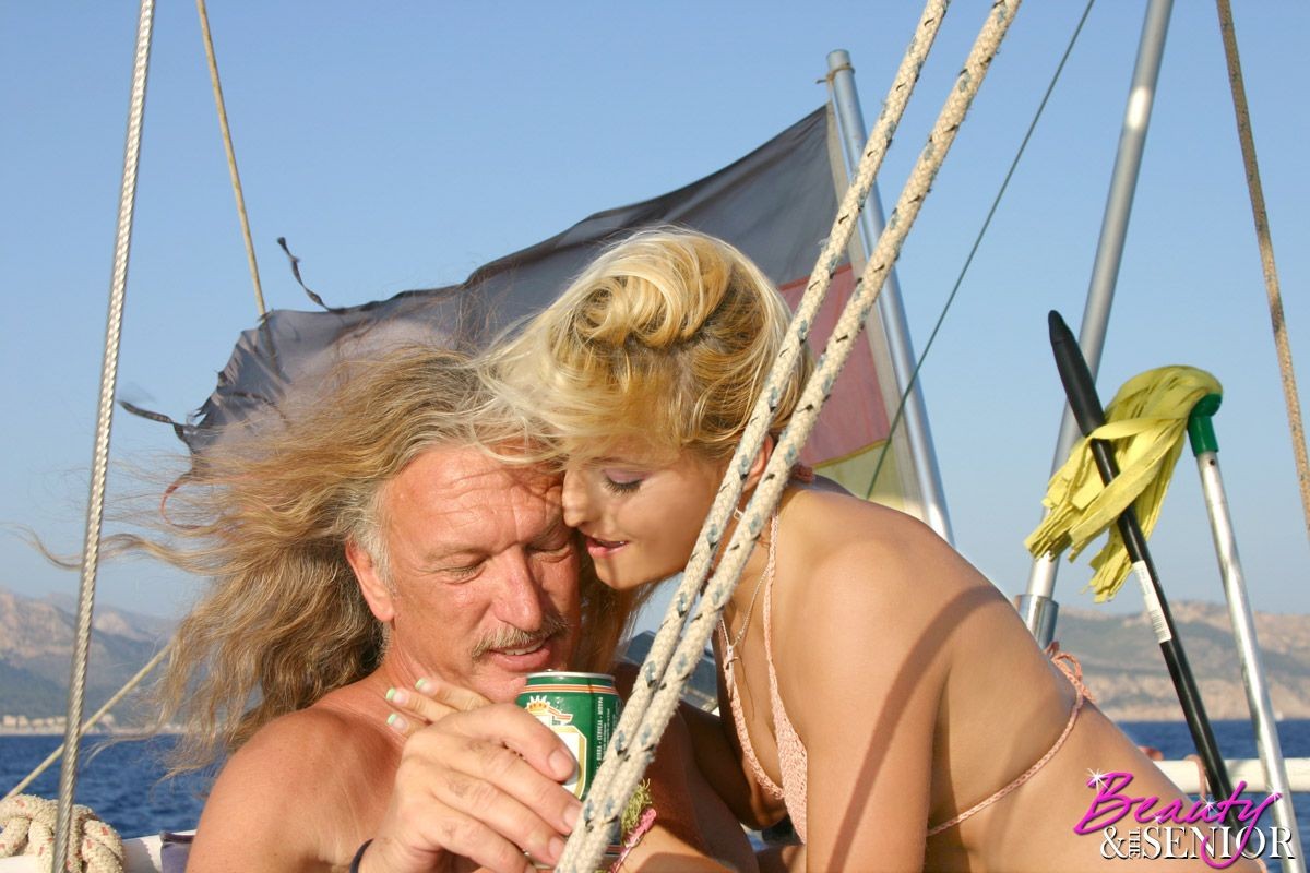 Two seniors fucking a blonde babe on their boat #78461119