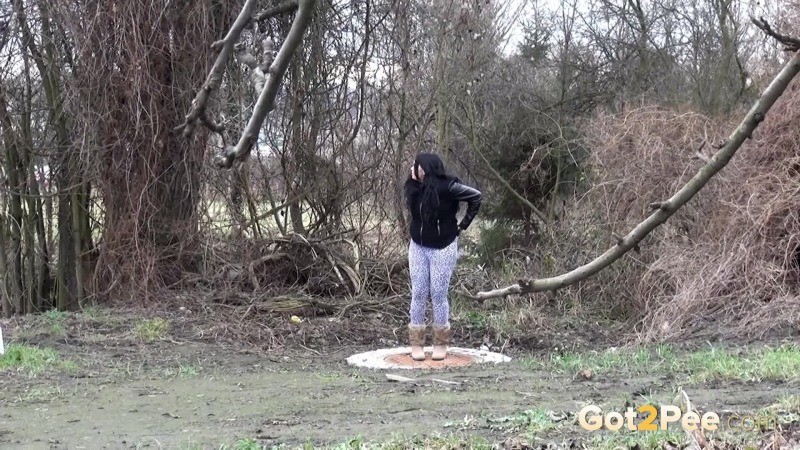 Black haired teen keeps on peeing outside #67484513