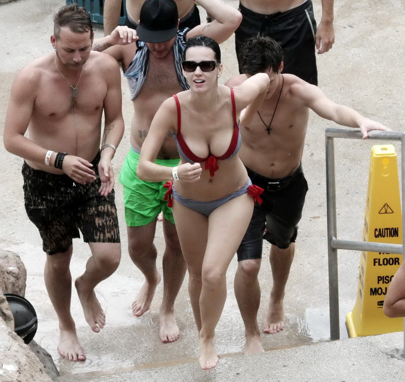 Katy Perry busty wearing skimpy wet bikini at Atlantis Paradise Island #75340843