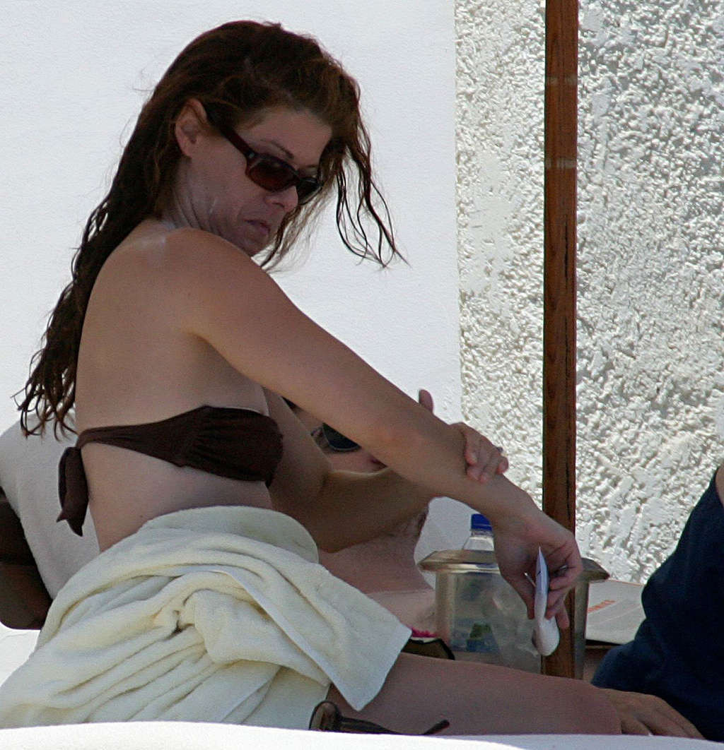 Debra Messing nipple slip on beach paparazzi pictures and posing nude #75372256