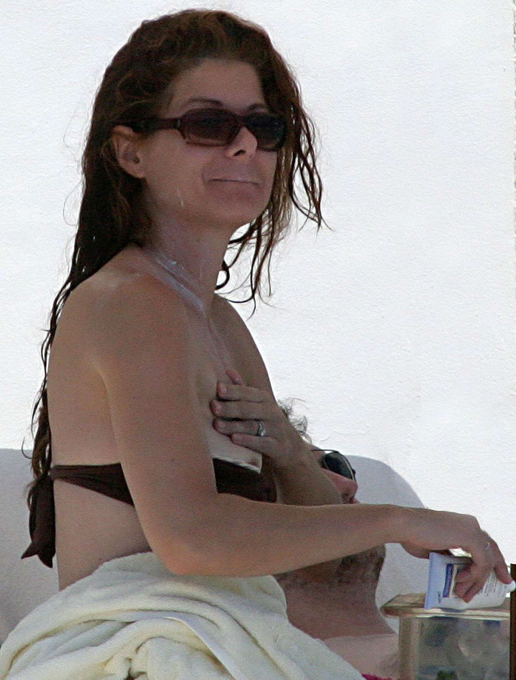 Debra Messing nipple slip on beach paparazzi pictures and posing nude #75372268