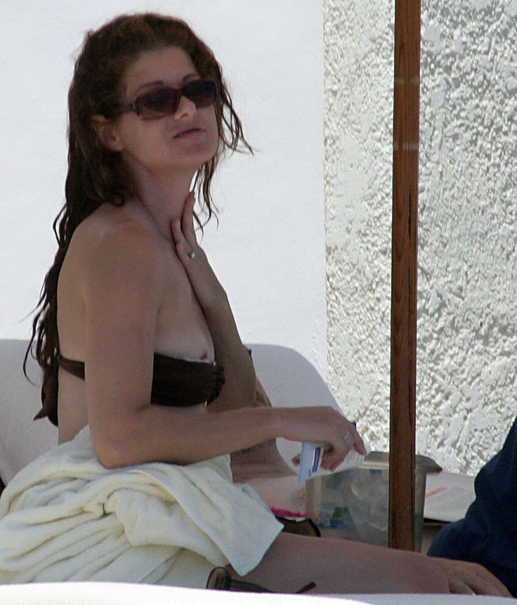 Debra Messing nipple slip on beach paparazzi pictures and posing nude #75372277