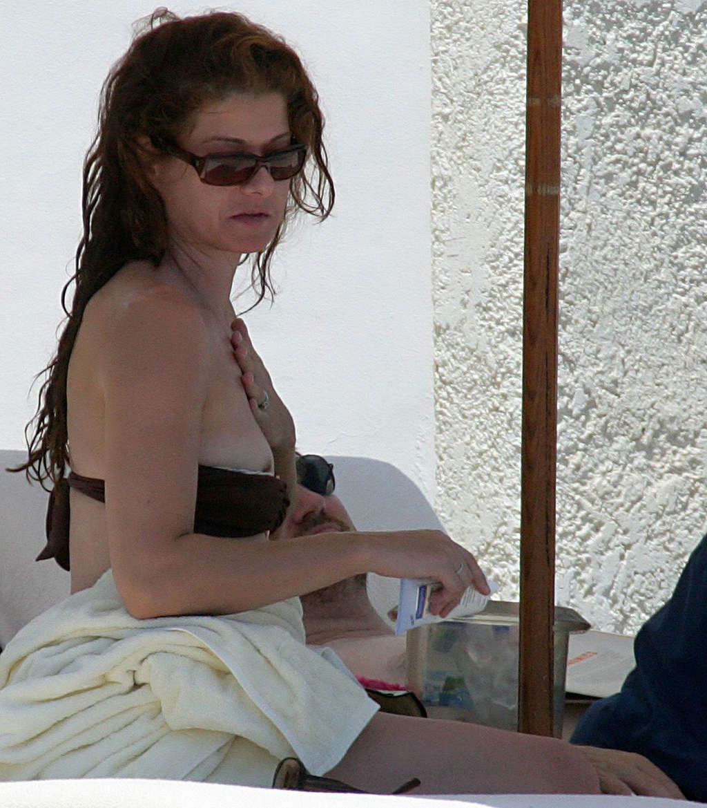 Debra Messing nipple slip on beach paparazzi pictures and posing nude #75372284