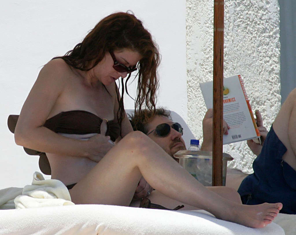 Debra Messing nipple slip on beach paparazzi pictures and posing nude #75372299