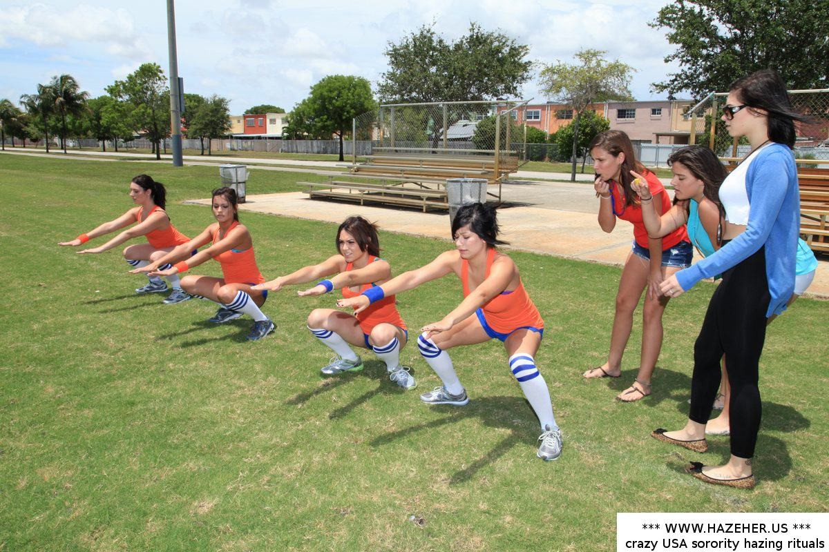 Sorority girls getting hazed and humiliated during outdoor worko #75700745