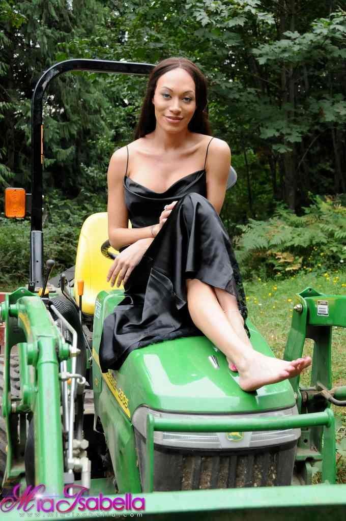 Sexy shemale posing on a tractor #79233179