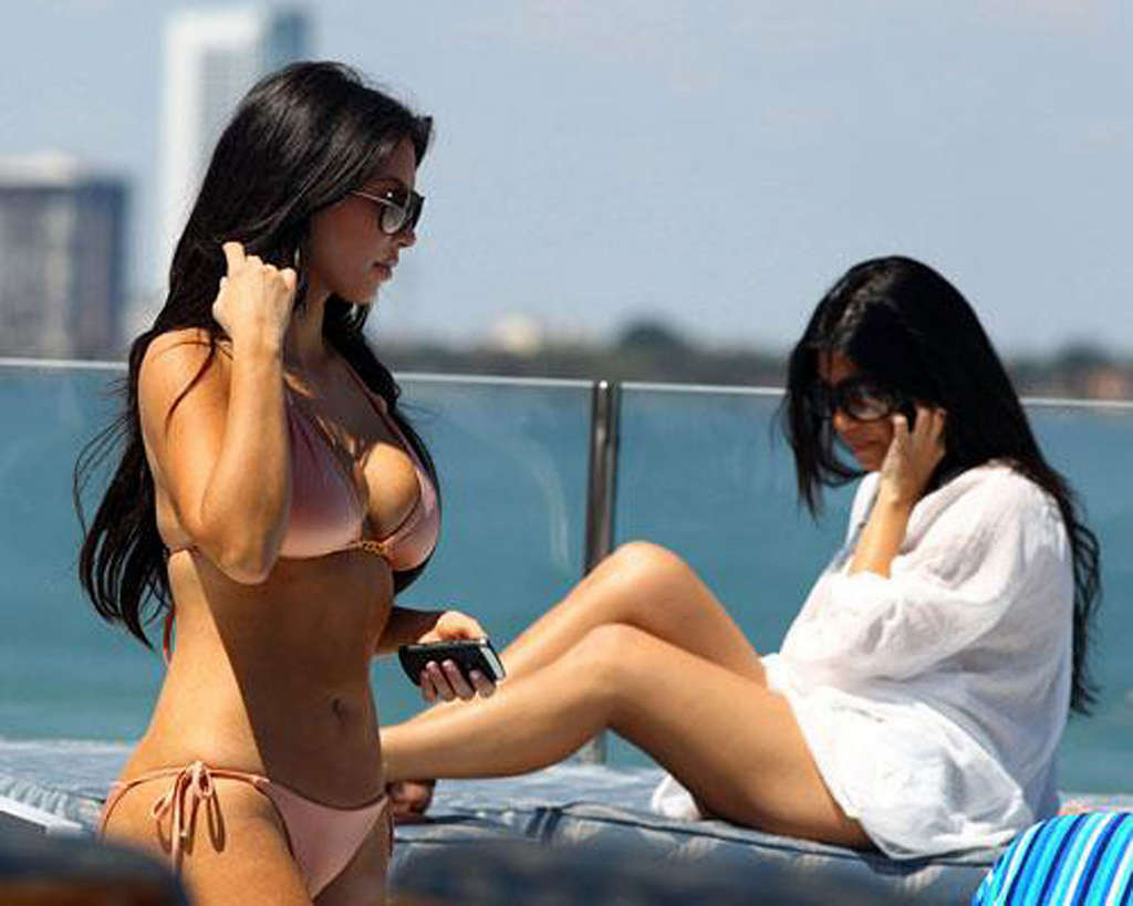 Kim Kardashian posing very sexy in bikini on yacht and upskirt and nude #75355585