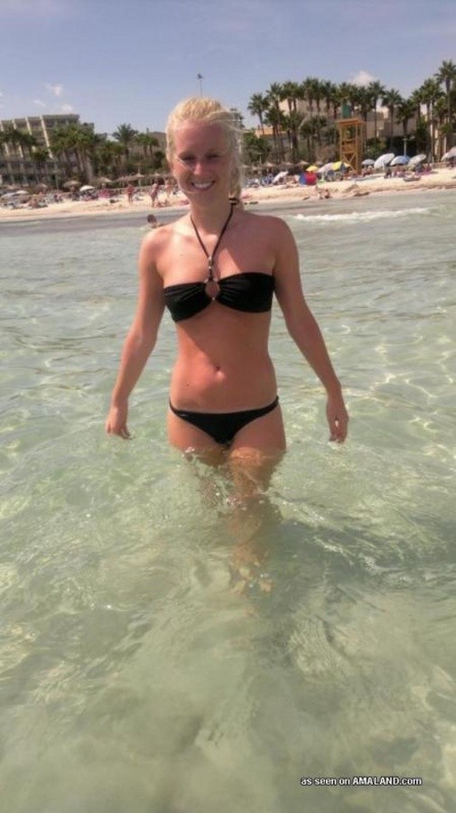Photos of a sexy blonde babe posing in her black bikini #67228790