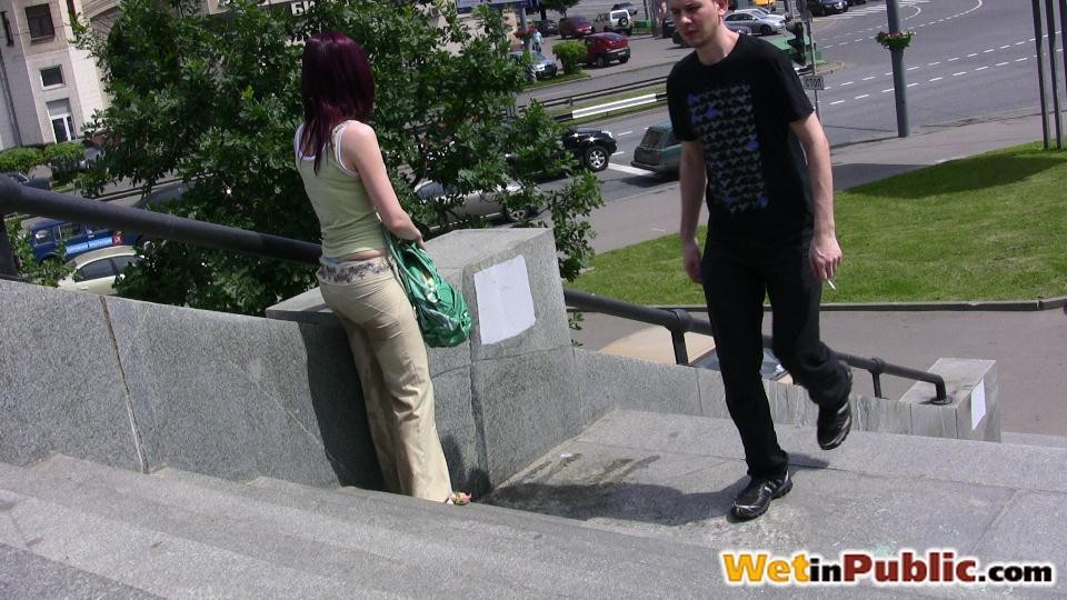 Passersby are shocked to see this redhead change after public wetting #73240138