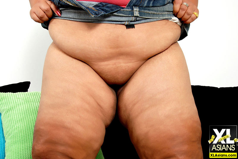 Chubby Asian shows her big fat ass #75501424