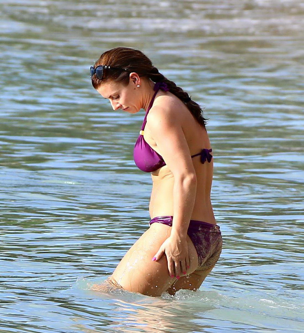 Coleen Rooney wearing purple bikini at the beach in Barbados #75182430