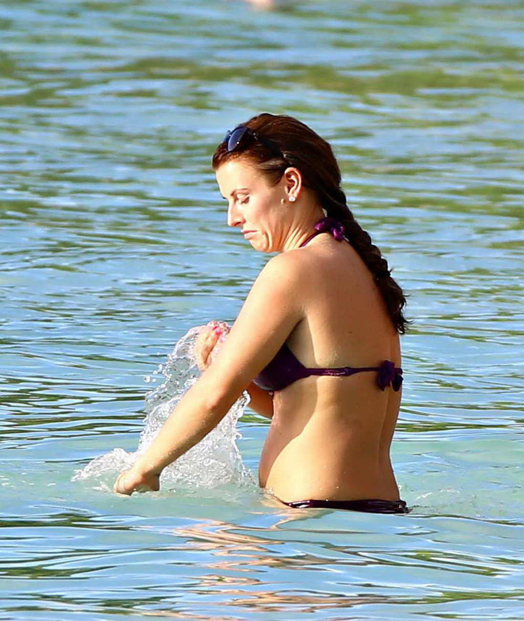 Coleen Rooney wearing purple bikini at the beach in Barbados #75182463