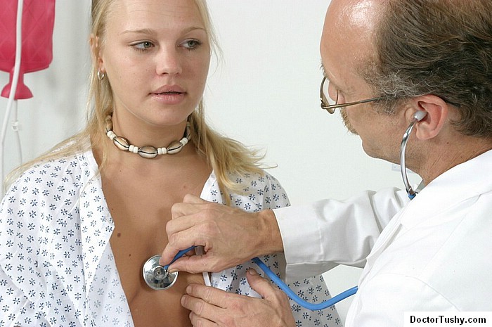 Sexy blonde receives her first gynecological exam #73289966