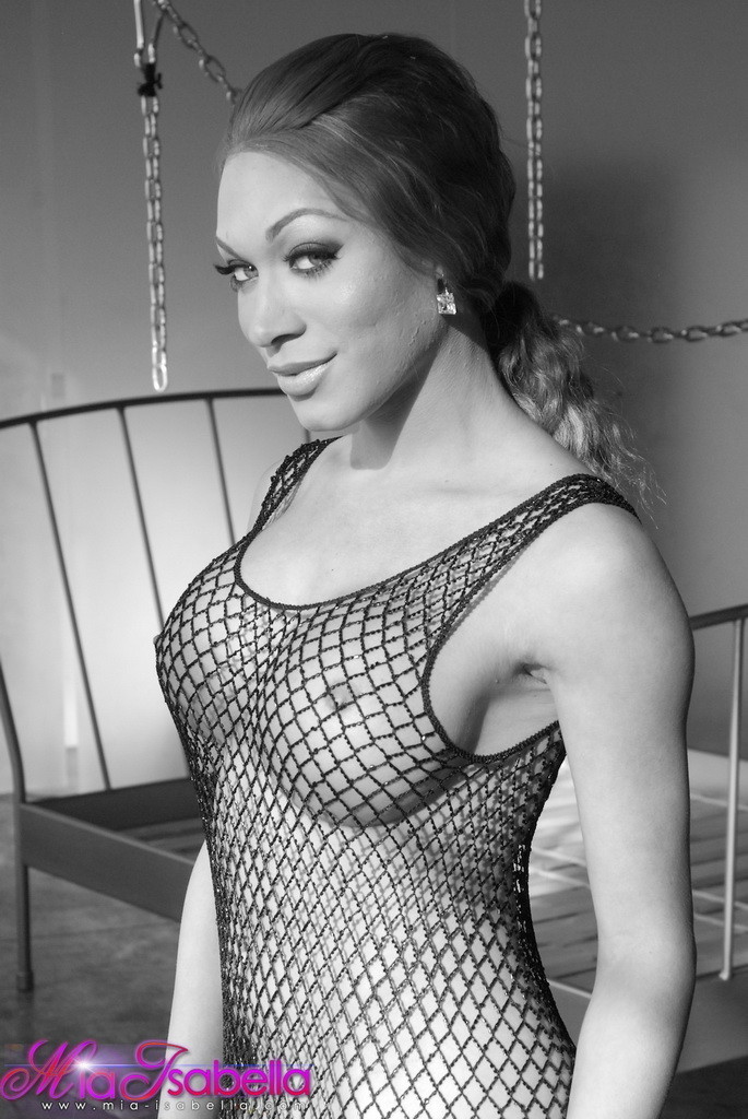 TS Mia Isabella in sexy fishnet playing with chains #78852284