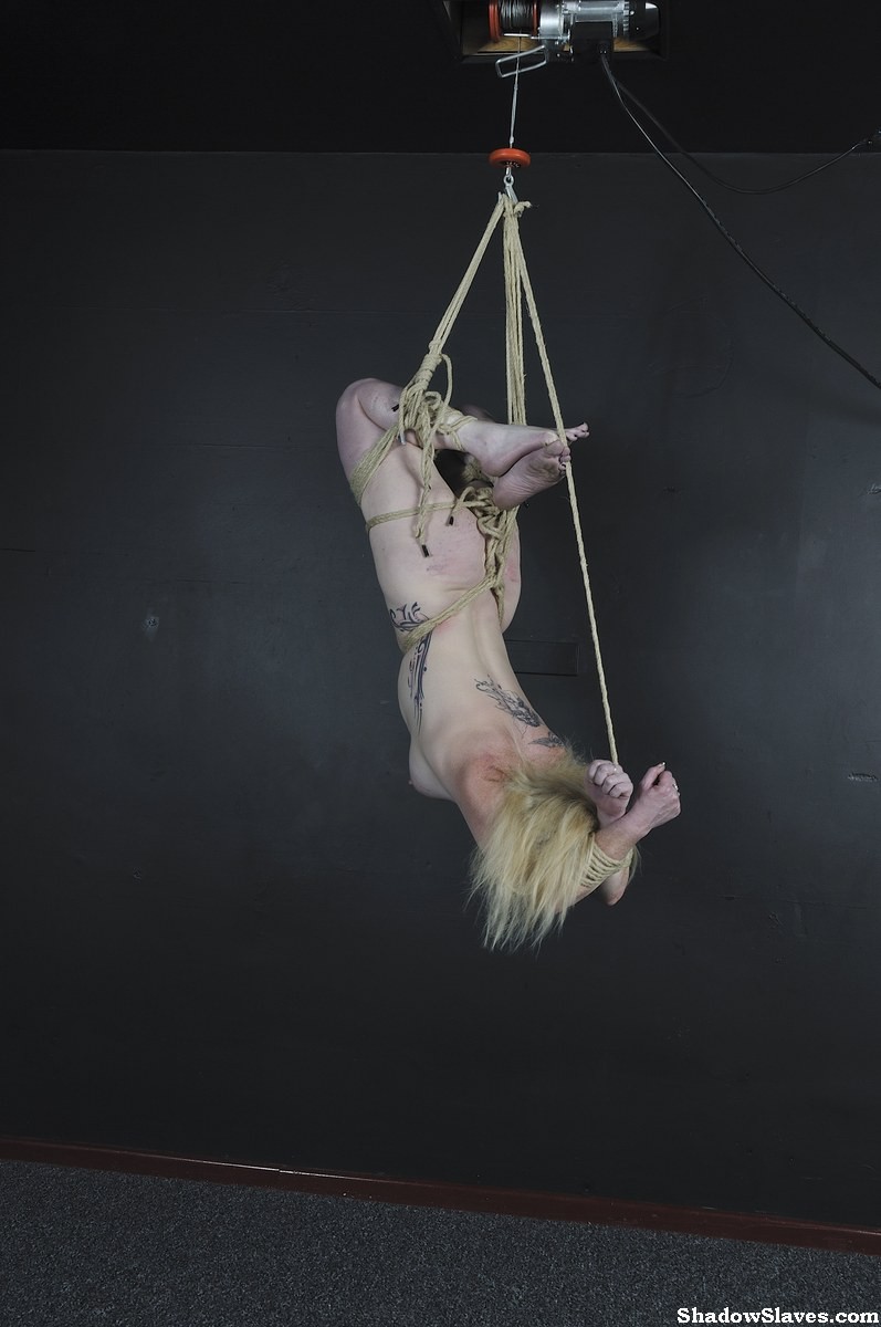 Amateur blonde subbie Angel is suspended in rope bondage #71920764