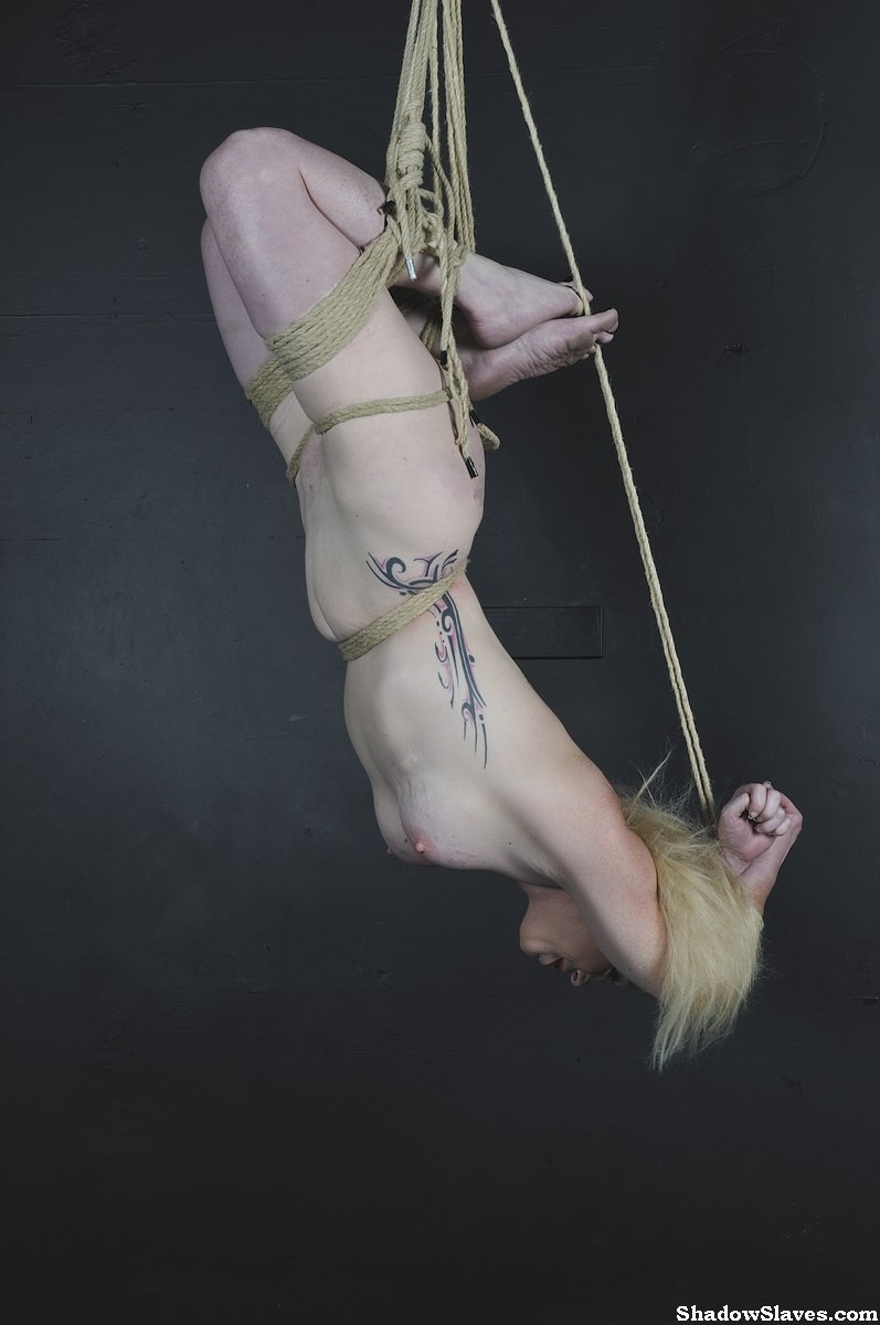 Amateur blonde subbie Angel is suspended in rope bondage #71920781