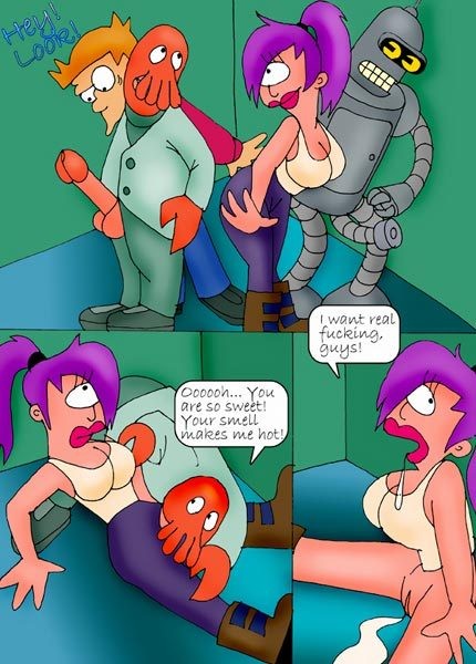 Scared Wendy strokes robot Bender #69662403