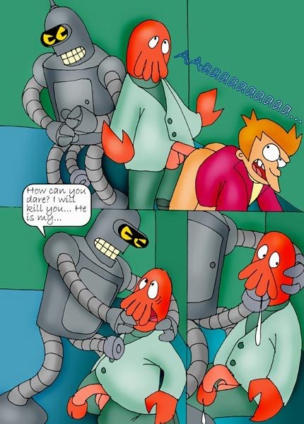 Scared Wendy strokes robot Bender #69662426