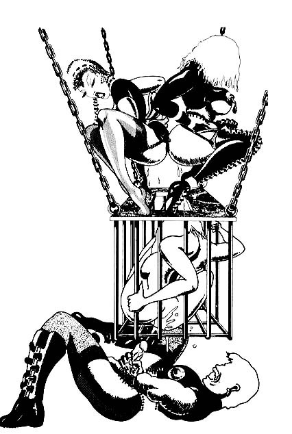 hard leather and chain bdsm drawings #69721099