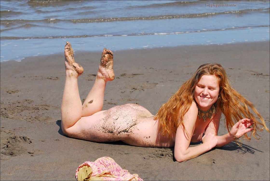 Longhaired and hairy natural redhead at nude beach #77293332