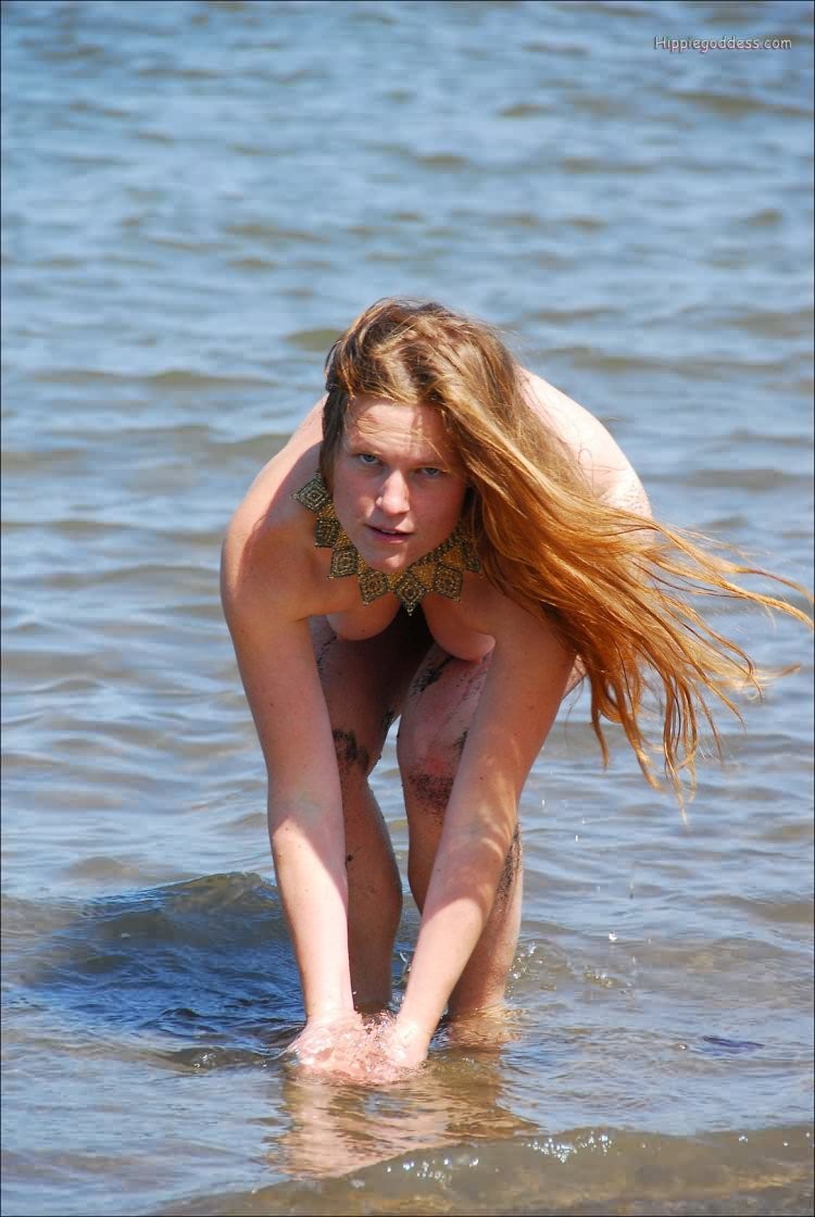 Longhaired and hairy natural redhead at nude beach #77293336
