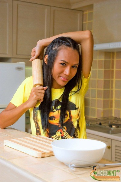 Ladyboy getting dirty in the kitchen #77928852