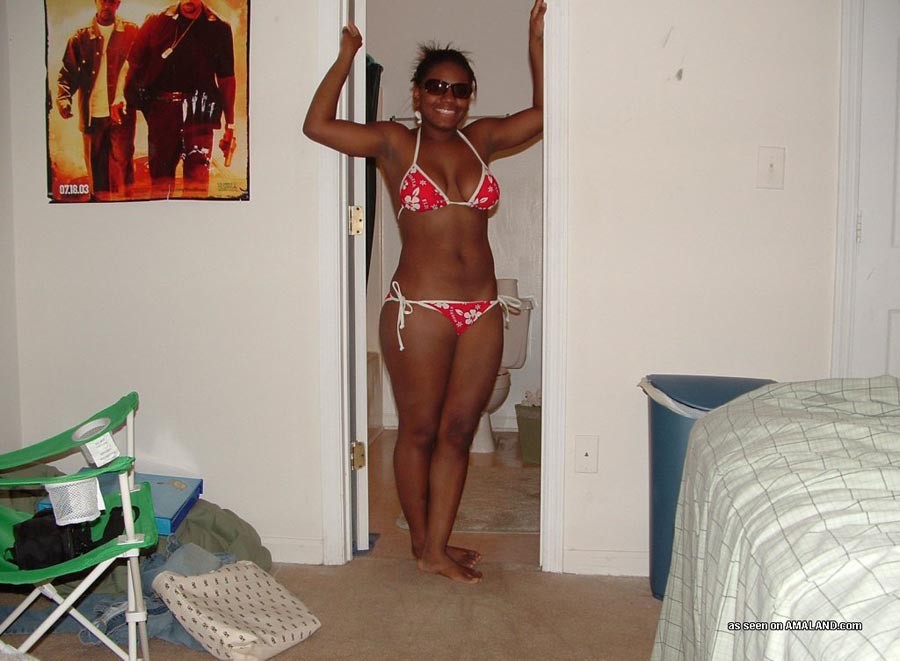 Ebony babes showing off their bodies in skimpy bikinis #68297675