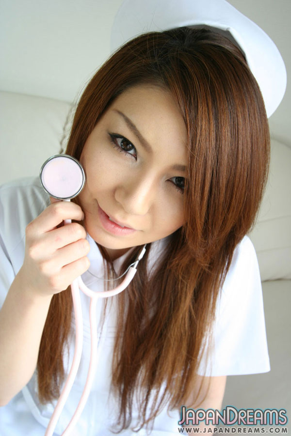 Super sexy Japanese Nurse babe in white fishnet stockings #69824341