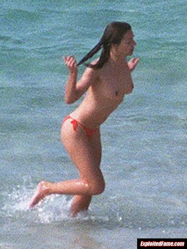 Celebrity Elizabeth Hurley exposed topless in public #75249817