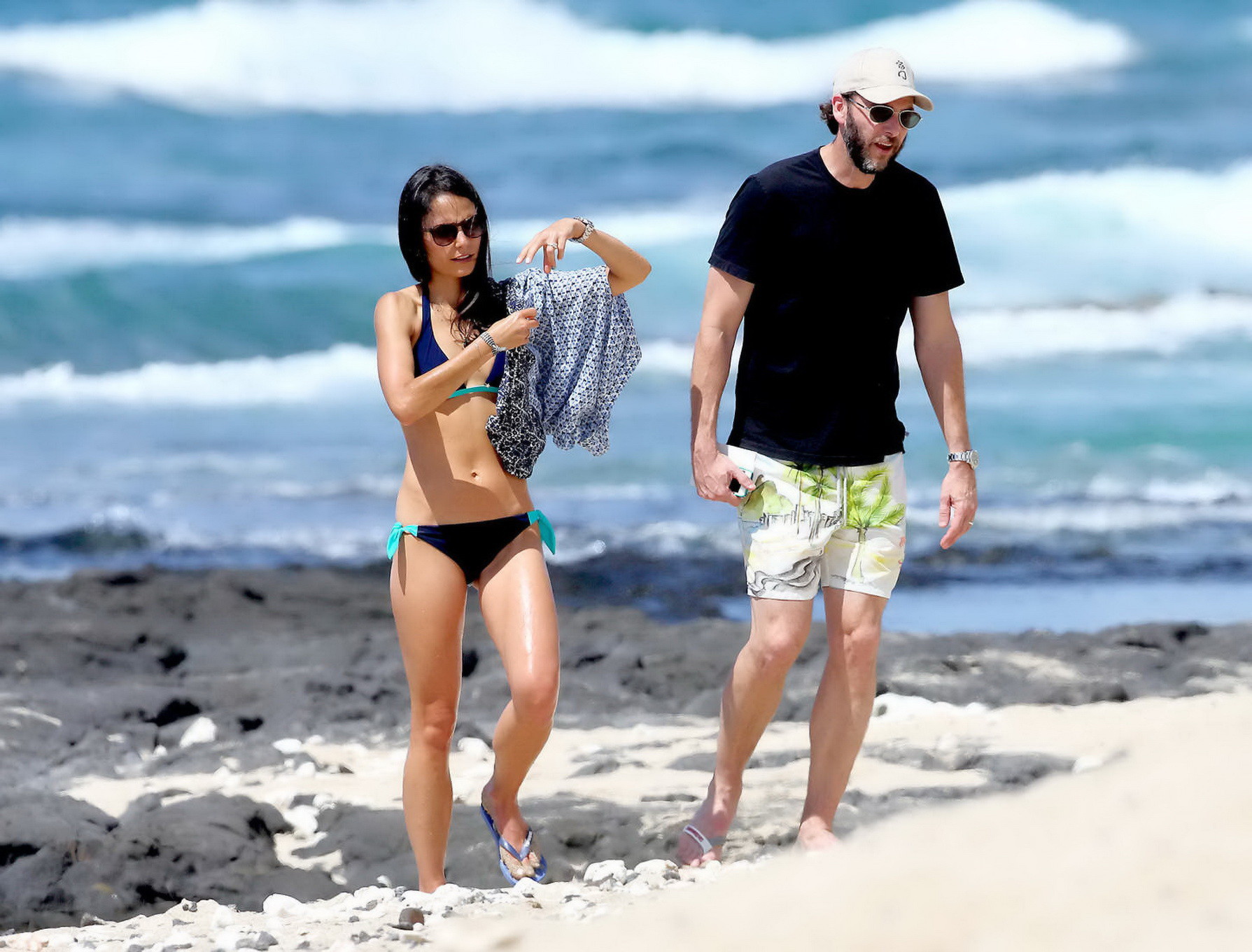 Jordana Brewster looks hot in a blue bikini at the beach in Hawaii #75187801