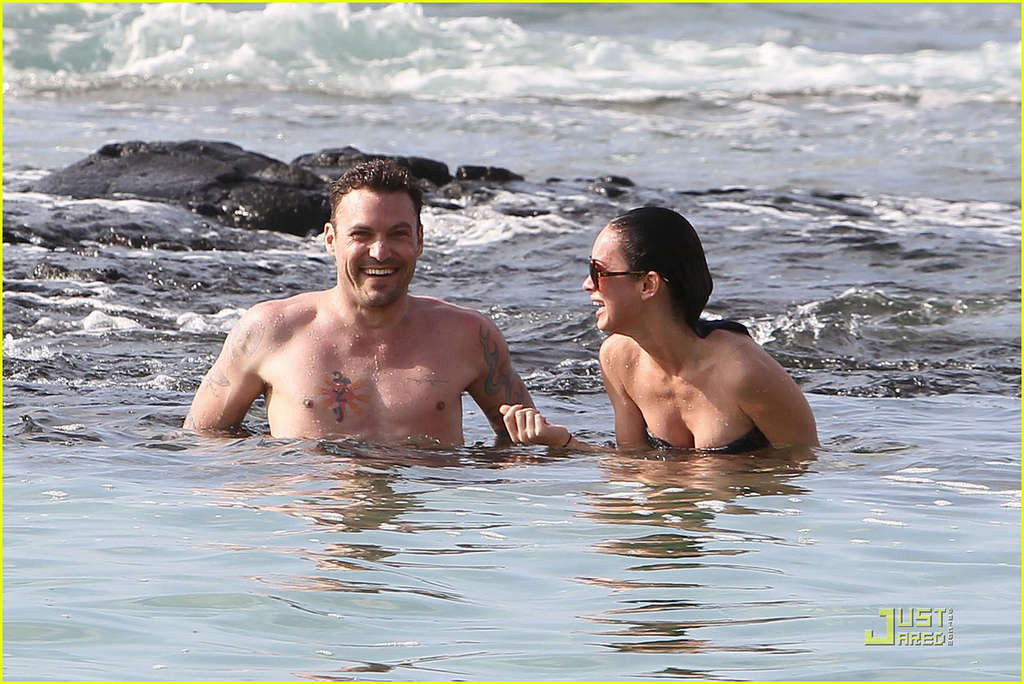 Megan Fox enjoying on beach with her boyfriend and showing sexy body in bikini #75346956