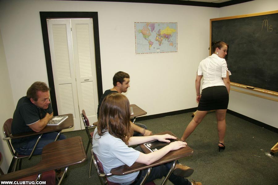 Slutty teacher Cheyenne Jewel embarassing guy in front of everyone by wanking hi #74726314