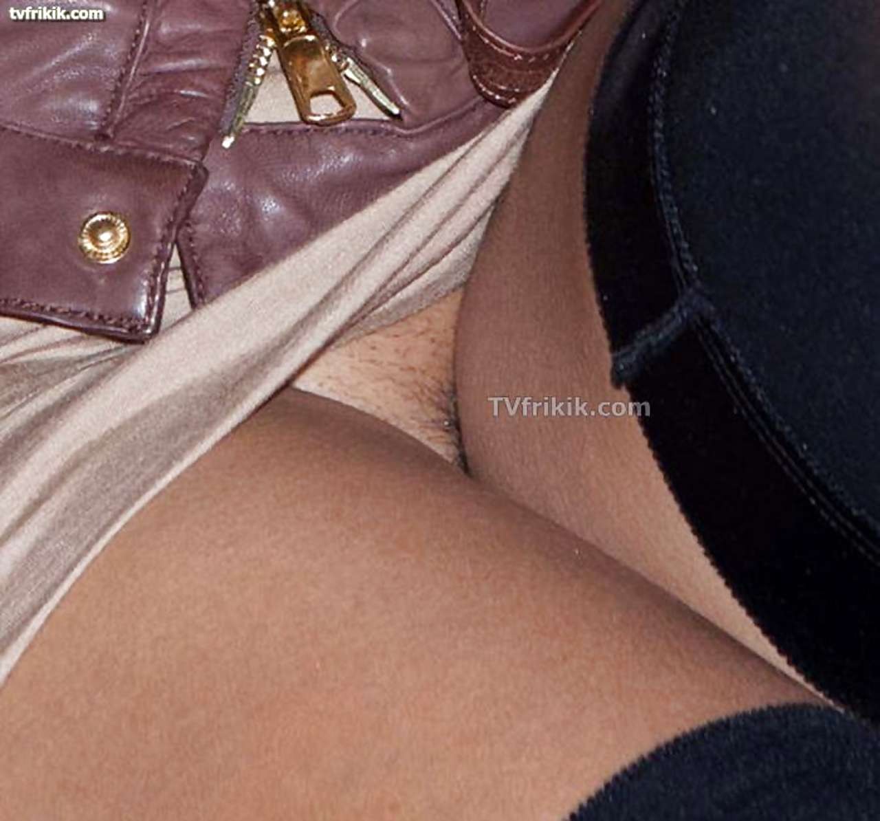 Indira Weiss showing her hairy pussy upskirt in mini skirt caught by paparazzi #75296408