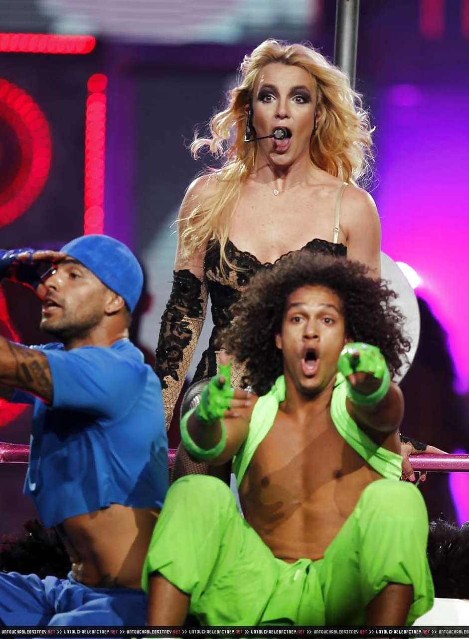 Britney Spears showing her sweet ass in pants and fishnets on stage photos taken #75297360