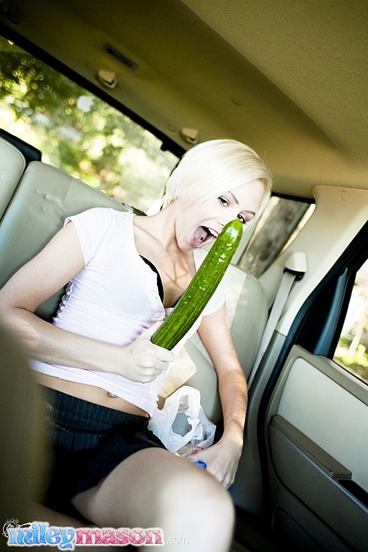 Tiny blonde teen girl fucks cucumber #73477975