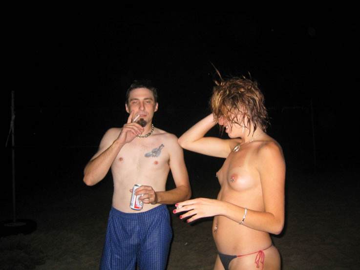 Teens going skinny dipping after college party #78927345