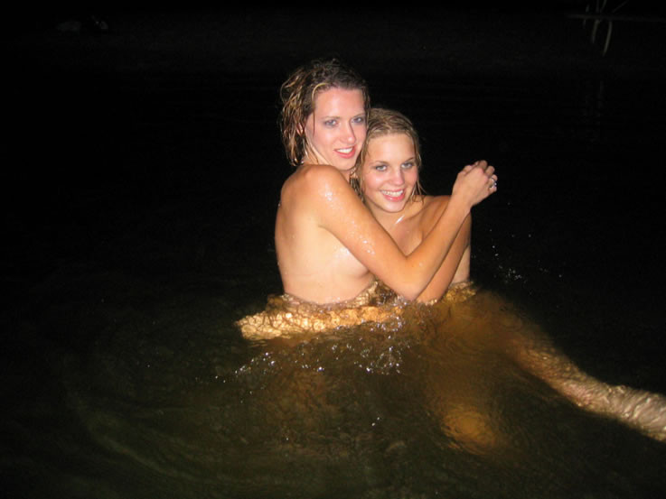 Teens going skinny dipping after college party #78927385