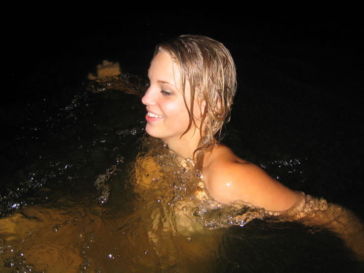Teens going skinny dipping after college party #78927394