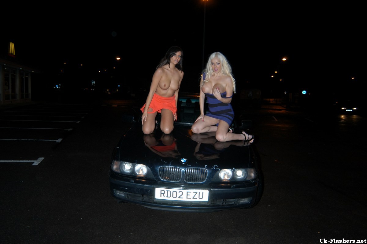 Busty flashers Gemma Maddock and Dolly Delight in UK. Two babes big tits flashin #68308307