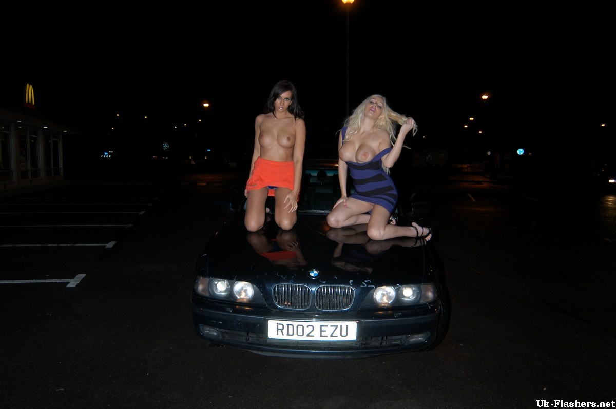 Busty flashers Gemma Maddock and Dolly Delight in UK. Two babes big tits flashin #68308318