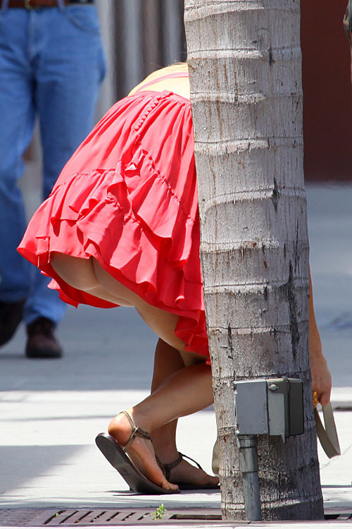Ali Larter showing her ass in thong upskirt on street paparazzi pics #75386992