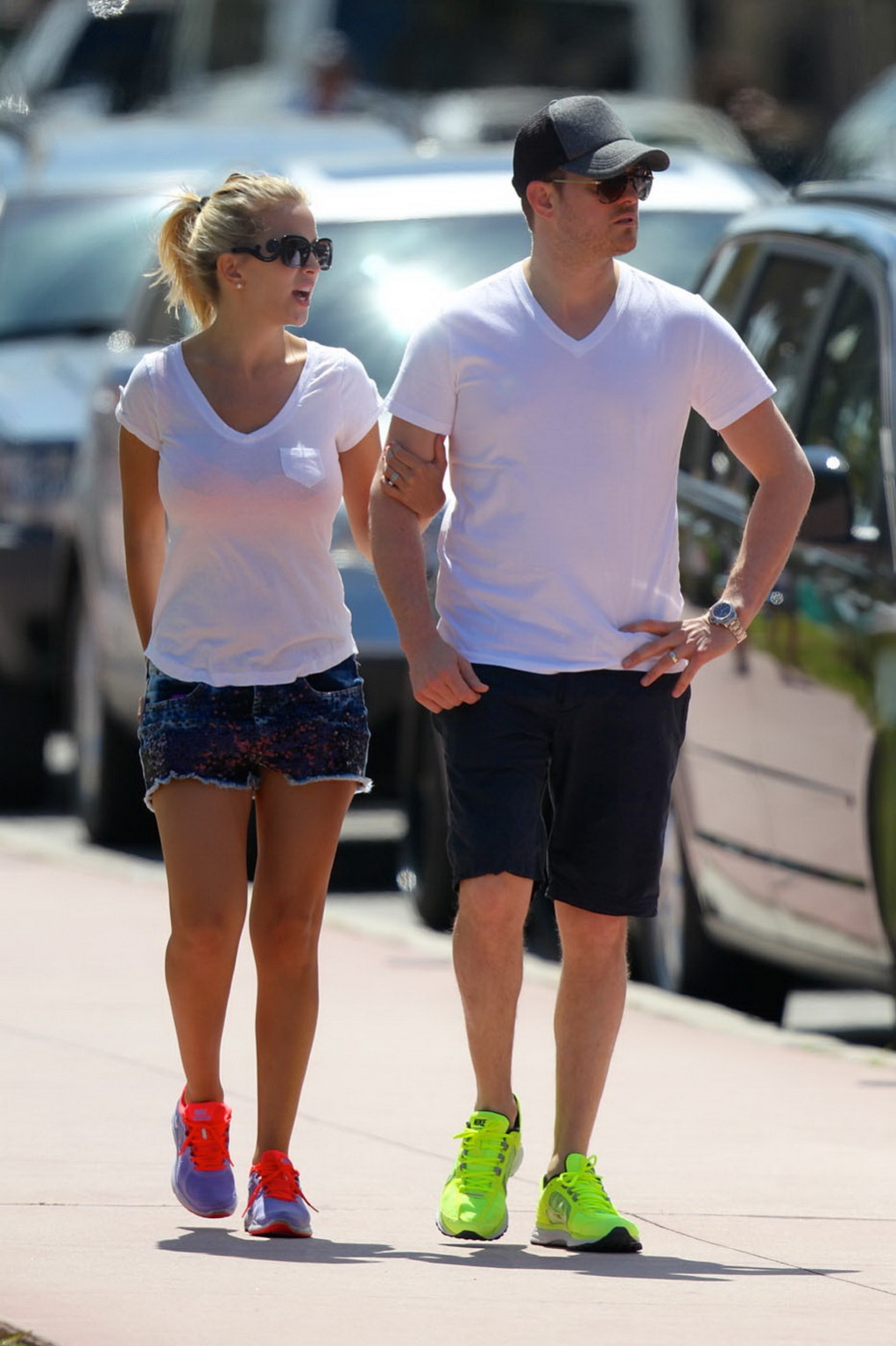 Luisana Lopilato in hotpants  c-thru T-shirt strolling down Miami Beach #75238516