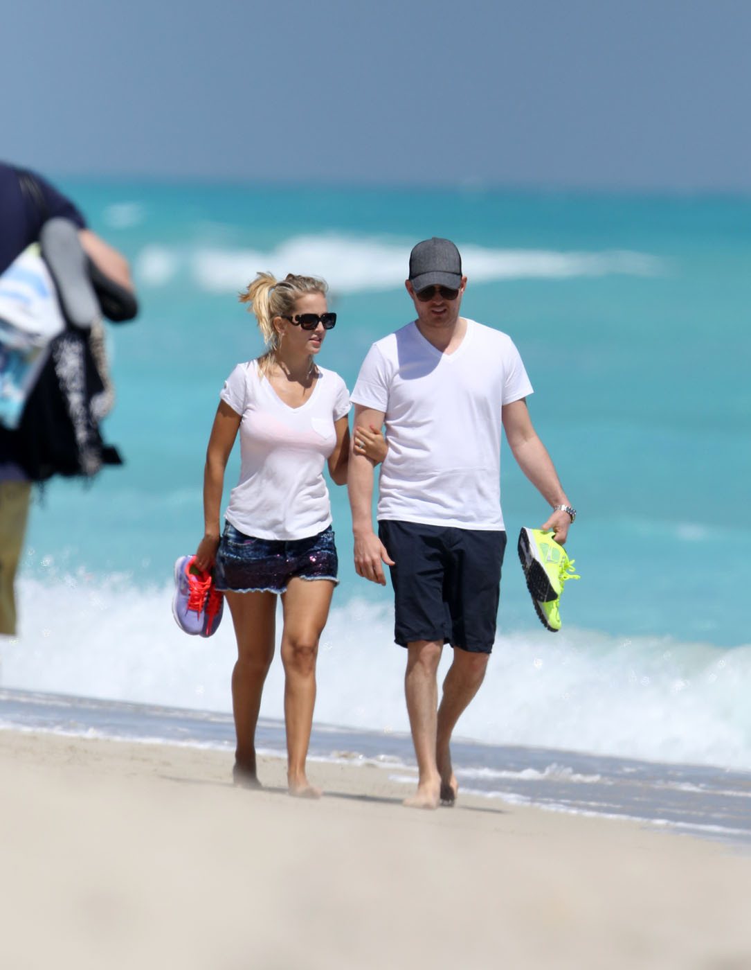 Luisana Lopilato in hotpants  c-thru T-shirt strolling down Miami Beach #75238532