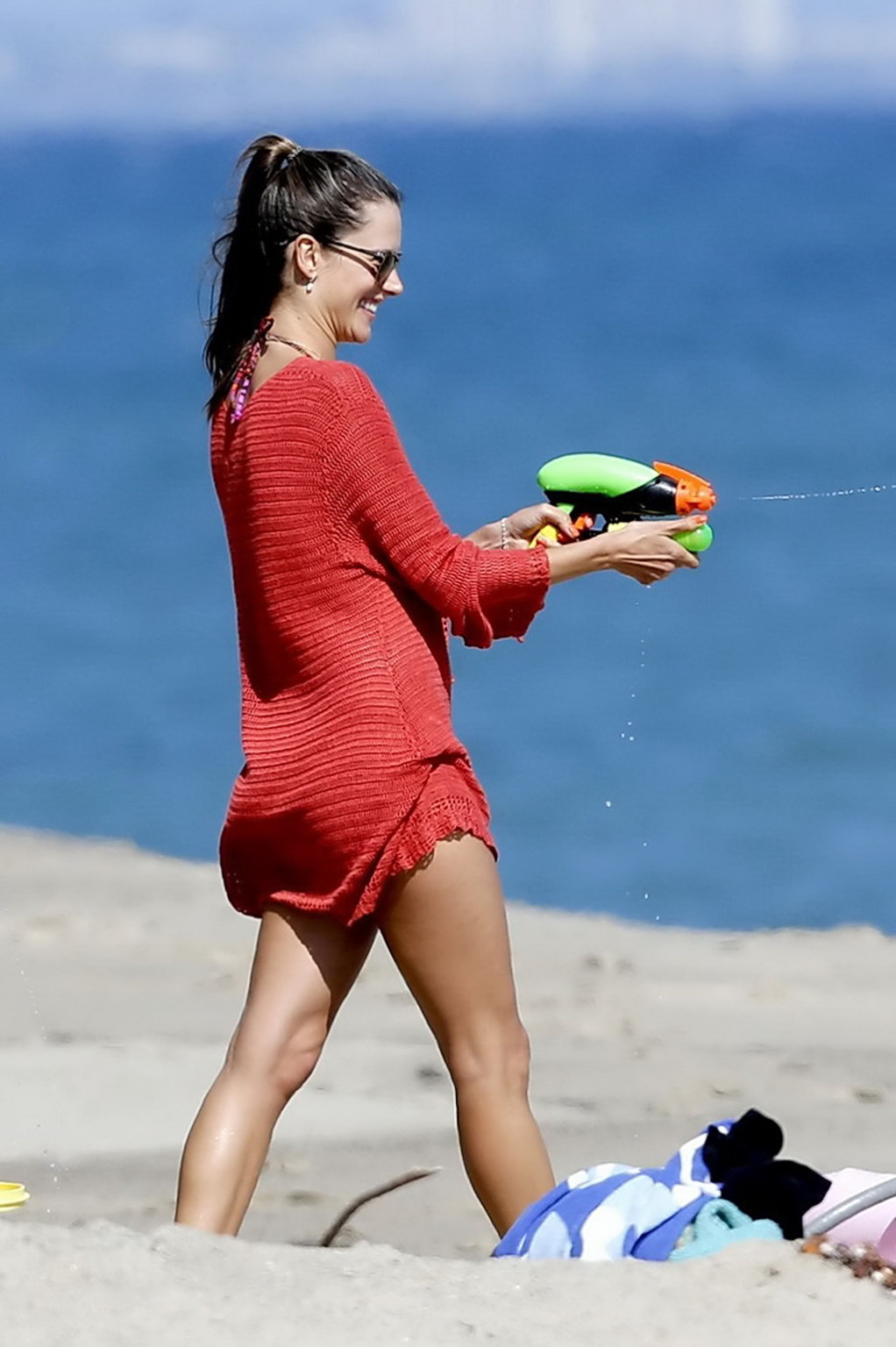 Alessandra Ambrosio showing off her hot ass wearing bikini bottom at the beach i #75257945