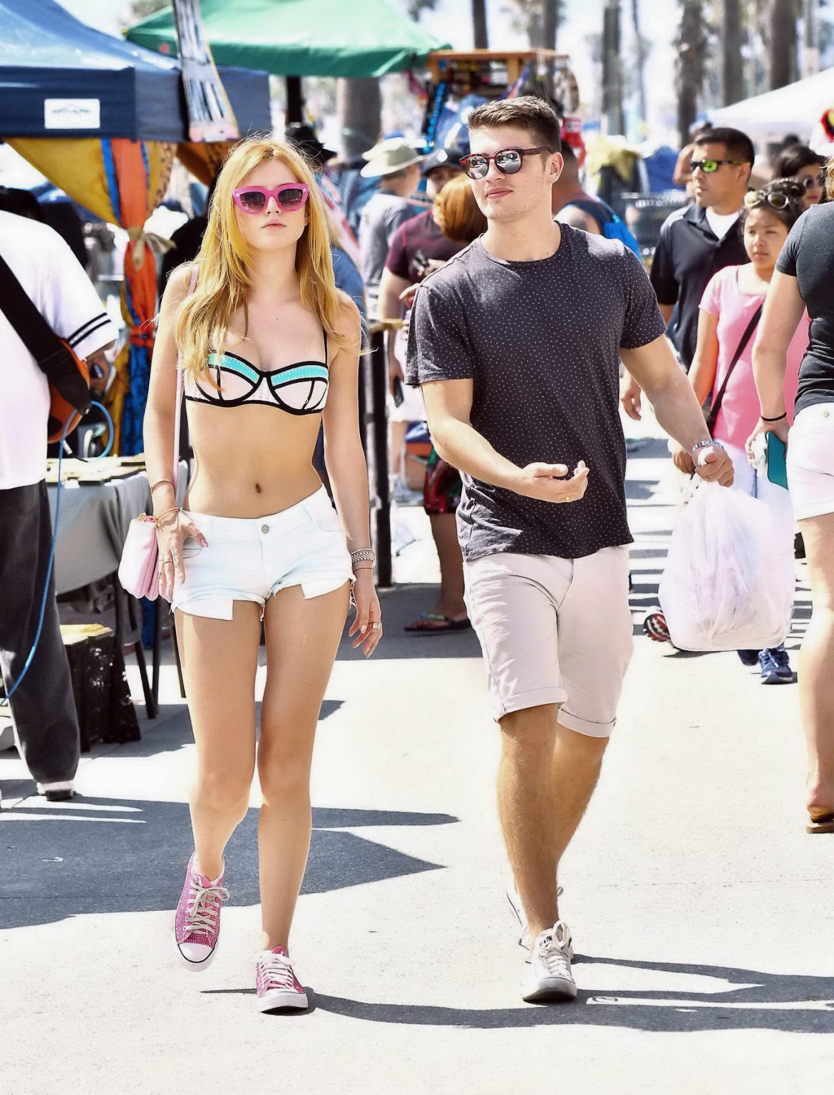 Bella Thorne busty wearing tiny bikini top and shorts #75156798