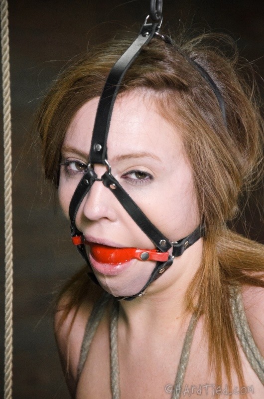 Maddy OReilly rope bound with blindfold and red ballgag is made to cum #70855862