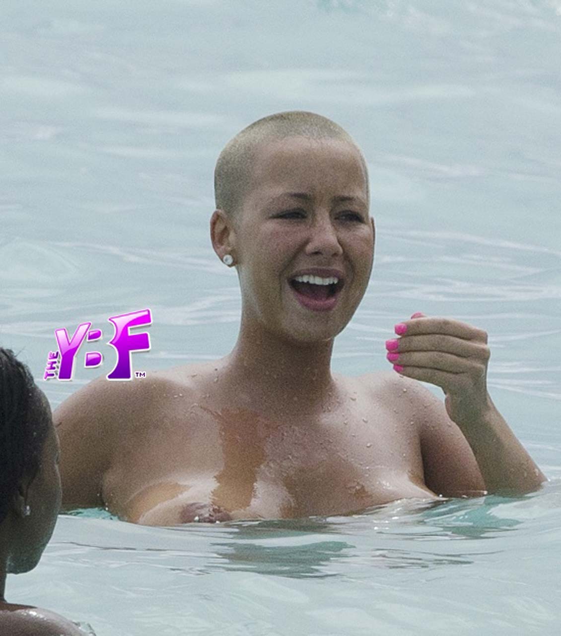 Amber Rose enjoying on beach in topless and exposing huge boobs #75308677